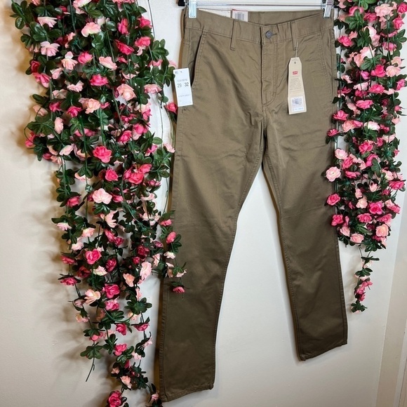 🌹Levi’s Khaki 514 Slim Trouser Pants Mens Casual Chino Pants NWT Casual 0110 - Picture 3 of 11